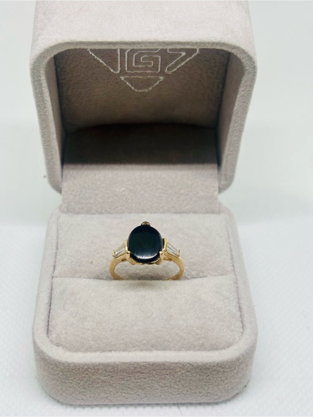 Vintage Gothic 10K ‘Alaskan Diamond’ Hematite gold ring, size 5 - Picture 3 of 9